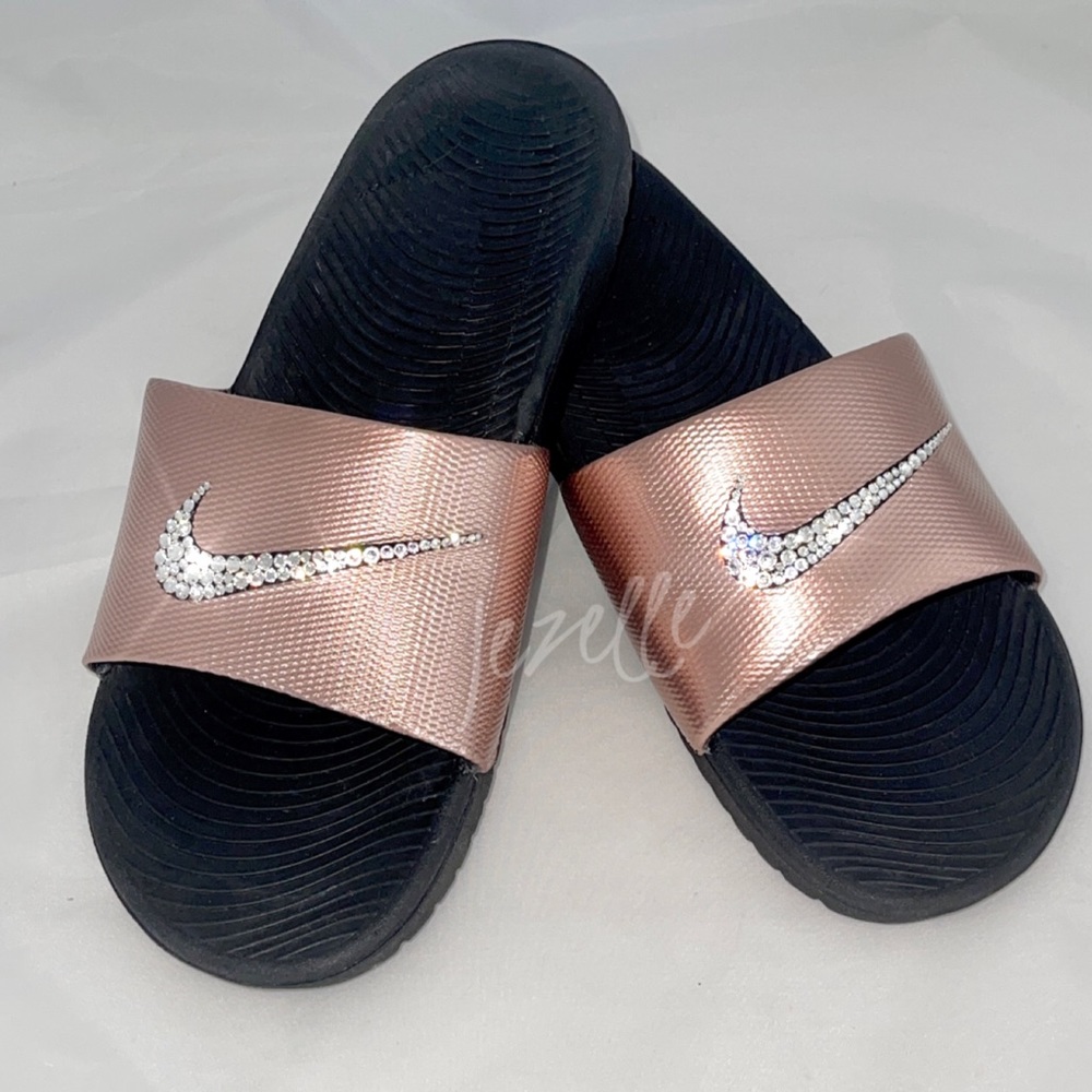 ROSE GOLD custom bling Nike slides